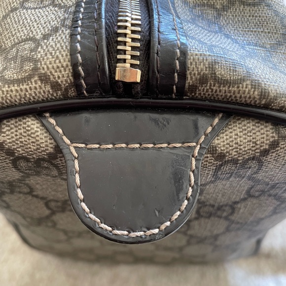 Vintage GUCCI Boston Bag in beige canvas and brown leather - Picture 6 of 17